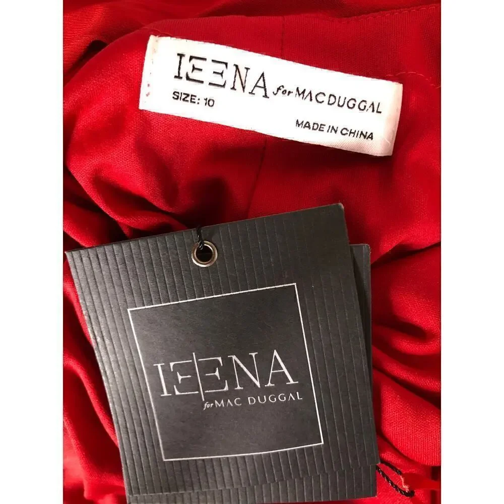 Ieena for Mac Duggal 25929 Dress Long Sleeve Cowl Back Jersey Gown NWT Red 10